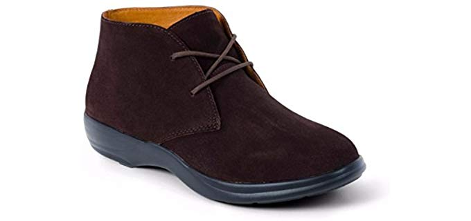 Dr. Comfort Women's Cara Casual Suede Leather Bootie Chukka Boot, Brown, 5.5 Extra Wide (E/EE) US