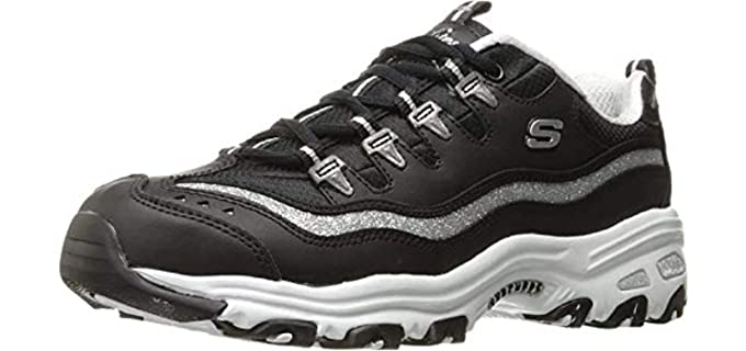 Skechers Women's Low-Top, Black/White, US:5