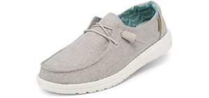 Hey Dude Women's Wendy - Canvas Boat Shoe for Plantar Fasciitis
