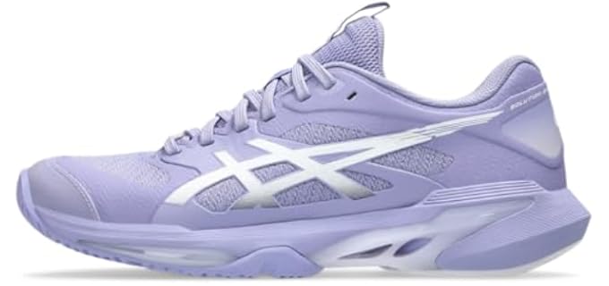 ASICS Women's Solution Speed FlyteFoam 4 Clay Tennis Shoes, 8, Bluebell/White