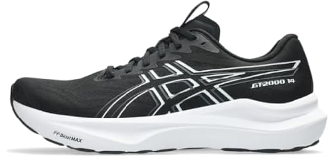 ASICS Men's GT-2000 14 Running Shoes, 12, Black/White