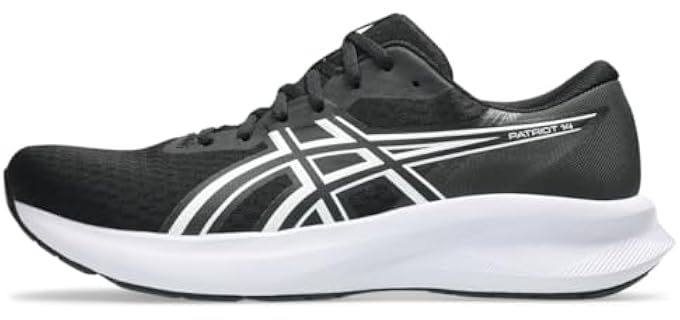 ASICS Men's Patriot 14 Running Shoes, 10, Black/White