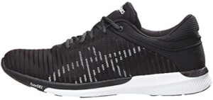 ASICS T835N Men's FuzeX Rush Adapt Running Shoe, Black/White/Dark Grey - 8.5