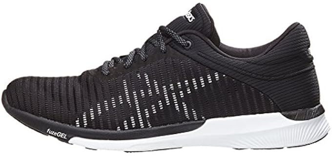 ASICS T835N Men's FuzeX Rush Adapt Running Shoe, Black/White/Dark Grey - 8.5
