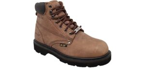 Ad Tec Men's 6in Heavy Duty Nubuck Leather Certified Construction Work Boots - Steel Toe, Oil Resistant and Lug Sole