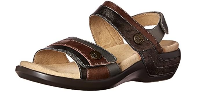 Aravon Women's Katherine-AR Flat Sandal,Metallic/Multi,5 B US