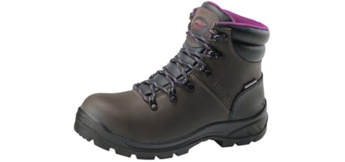 Avenger Builder work boot by FSI;; Oil Resistant, Slip Resistant, Soft Toe, 90 degree Defined Heel, Premium Leather, A8675 - Brown; Women Size 7 Wide Width