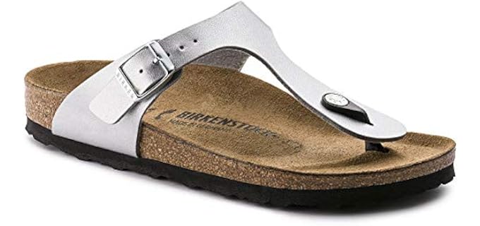 Birkenstock Women's Flip Flop Sandals, Silver, 9 Narrow