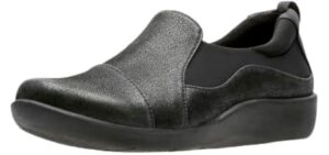 Clarks Women's CloudSteppers Sillian Paz Slip-On Loafer, Black Synthetic Nubuck, 8 M US