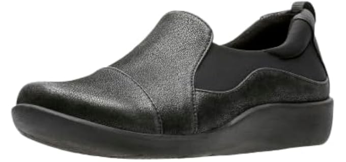 Clarks Women's CloudSteppers Sillian Paz Slip-On Loafer, Black Synthetic Nubuck, 8 M US
