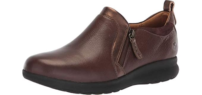Clarks womens Un Adorn Zip Sneaker, Dark Brown Leather/ Suede Combi, 6 US