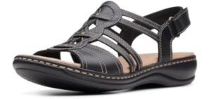 Clarks womens Leisa Janna Sandal, Black Leather, 7.5 US