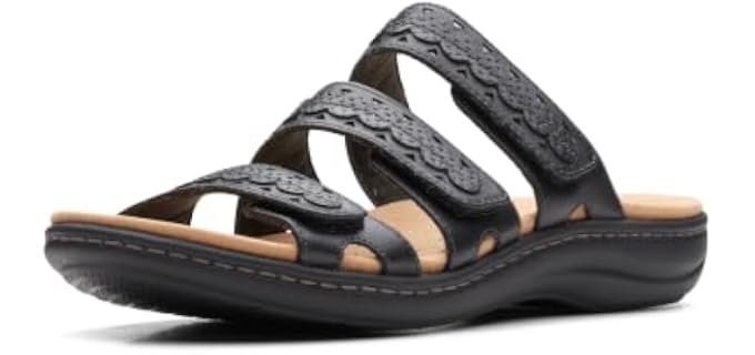 Clarks Collection Women's Laurieann Cove flats-sandals, Black Leather, 9 Medium US
