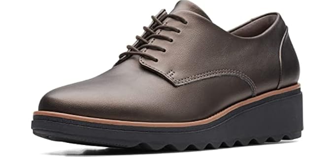 Clarks Women's Sharon Noel Oxford, Antique Bronze Synthetic, 6.5