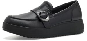 Clarks Women's Zylah Vine Loafers, Black Leather, 7.5