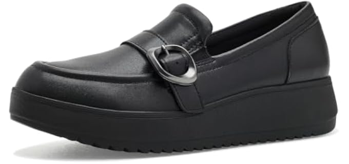 Clarks Women's Zylah Vine Loafers, Black Leather, 7.5