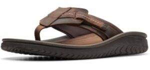 Clarks Collection Mens Wesley Sun Flip Flops, Beeswax Leather, 10 Medium US