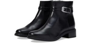 Clarks Women's Maye Grace Fashion Boot, Black Leather, 7.5 Medium US