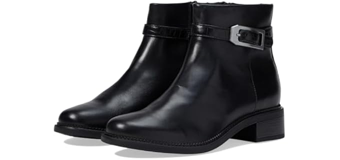 Clarks Women's Maye Grace Fashion Boot, Black Leather, 7.5 Medium US
