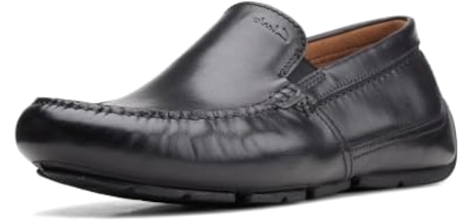Clarks Collection Mens Markman Plain Slip On Shoes, Black Leather, 10.5 Medium US