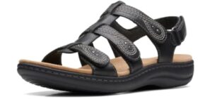 Clarks Women's Laurieann Vine Flat Sandal, Black Leather, 6 Medium US
