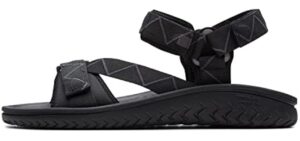 Clarks Collection Men's Wesley Trail Flat Sandal, Black Synthetic, 11 Medium US
