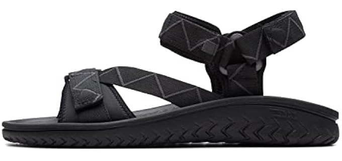 Clarks Collection Men's Wesley Trail Flat Sandal, Black Synthetic, 11 Medium US