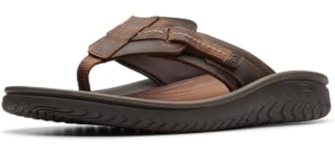 Clarks Collection Mens Wesley Sun Flip Flops, Beeswax Leather, 12 Medium US