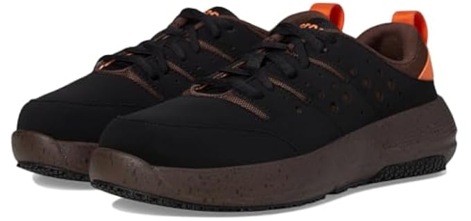 Crocs Men's On The Clock Work Sneakers, Black/Coffee, 9