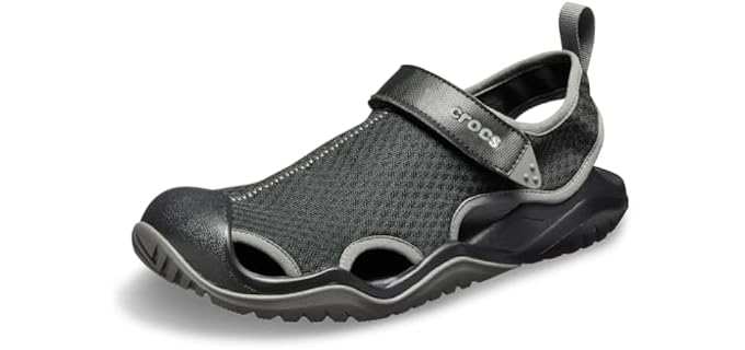 Crocs Men's Swiftwater Mesh Deck Sandals, Black, 9
