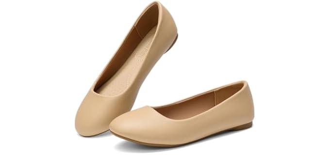 DREAM PAIRS Women's Sole-Simple Ballerina Walking Flats Shoes,Size 12,Nude-Pu-1,Sole-Simple