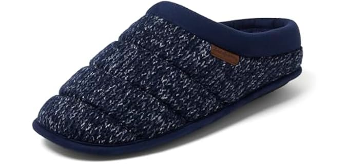 Dearfoams Men's Asher Clog, Navy Knit, L