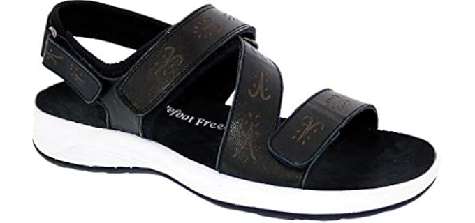 Drew Shoe Olympia Women's Therapeutic Diabetic Extra Depth Sandal Shoe: Black/Pearlized 8 Wide (D) Adjustable