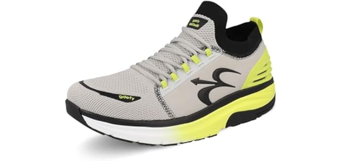 Gravity Defyer GDEFY Men's MATeeM Cross-Trainer 10.5 M US - Hybrid VersoShock Performance Proven Pain Relief Shoes with Support Gray,Yellow