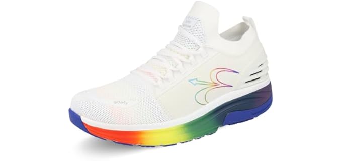 Gravity Defyer GDEFY Women's MATeeM Cross-Trainer 7 M US - Hybrid VersoShock Performance Pain Relief Comfortable Shoes with Support White,Rainbow