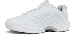 K-Swiss Women's Hypercourt Express 3 Tennis Shoe, White/Blue/Silver,9 M | No Break-In, Comfortable, Lightweight, Cushioned, Breathable, Supportive, Stable, Pickleball, Badminton, Athletic