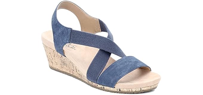 LifeStride womens Mexico Wedge Sandal, Navy, 7.5 US