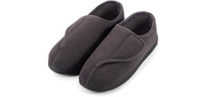 LongBay Men's Memory Foam Diabetic Slippers Comfy Warm Plush Fleece Arthritis Edema Swollen House Shoes (9, Dark Gray)