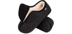 LongBay Women's Furry Memory Foam Diabetic Slippers Comfy Cozy Arthritis Edema House Shoes (11 B(M), Black)