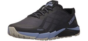 Merrell Women's Bare Access Flex Trail Runner, Black/Metallic Lilac, 5 M US