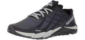 Merrell Men's Bare Access Flex Trail Runner, Black/Silver, 7.5 M US