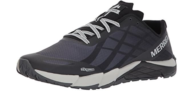 Merrell Men's Bare Access Flex Trail Runner, Black/Silver, 7.5 M US