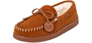Minnetonka Men's Pile Lined Hardsole Slipper, Brown, 10 M US