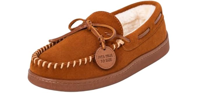 Minnetonka Men's Pile Lined Hardsole Slipper, Brown, 10 M US
