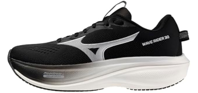 Mizuno Men's Wave Rider 30 Running Shoe, Black-White, US Mens 10