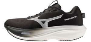 Mizuno Women's Wave Rider 30 Running Shoe, Black Sand-White, US Womens 8.5