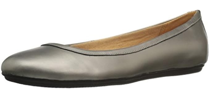 Naturalizer Women's Brittany Ballet Flat, Pewter, 7 M US
