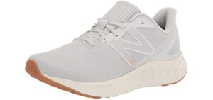 New Balance Women's Fresh Foam Arishi V4 Running Shoe, Summer Fog/Nimbus Cloud/Light Gold Metallic, 8.5