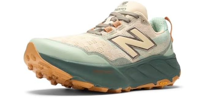 New Balance Women's Fresh Foam X Hierro V9 Trail Running Shoe, Calcium/Dark Juniper, 9 M