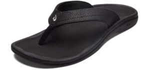 OluKai Ohana Women's Sandals, Water Resistant Flip Flops with Arch Support, Lightweight Comfort for Beach & Travel, Enhanced Traction for Wet Surfaces, Black/Black, 7